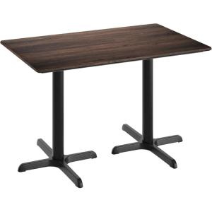 Flash Furniture Acadia 48″ x 30″ Indoor Dark Brown Tabletop with Dual 22″ x 30″ Black Table Height Crisscross Bases, Seamless TopGuard HPL Top and Edge(Dark Brown/Black Base)