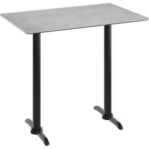 Flash Furniture Acadia 48″ x 30″ Indoor Dark Brown Tabletop with Dual 5″ x 22″ Black Bar Height T-Bases, Seamless TopGuard HPL Top and Edge(Gray Faux Concrete/Black Base)