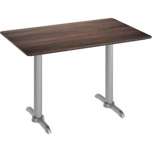 Flash Furniture Acadia 48×30 Indoor Outdoor Dark Brown Tabletop with Dual 5″x22″ Silver T Bases, Scratch, Heat & UV Resistant, Seamless TopGuard HPL Top and Edge(Dark Brown/Silver Base)