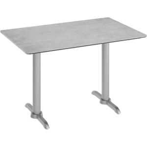 Flash Furniture Acadia 48×30 Indoor Outdoor Dark Brown Tabletop with Dual 5″x22″ Silver T Bases, Scratch, Heat & UV Resistant, Seamless TopGuard HPL Top and Edge(Gray Faux Concrete/Silver Base)