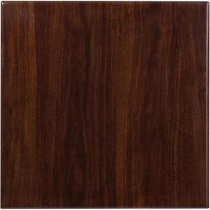 Flash Furniture Glenbrook 24” Square High-Gloss Walnut Resin Table Top with 2” Thick Drop-Lip