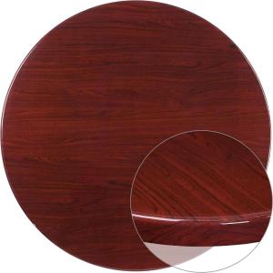 Flash Furniture Glenbrook 48” Round High-Gloss Walnut Resin Table Top with 2” Thick Drop-Lip(Mahogany)