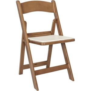 Flash Furniture Hercules Tucker Commercial White Resin Folding Chair – Lightweight, Vinyl Padded Removable Seat, Indoor Outdoor Use, Event & Wedding Ready, Set of 4(Chestnut)