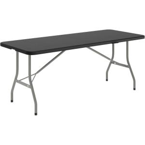 Flash Furniture Kathryn Commercial Grade 6-Foot Bi-Fold Granite Black Plastic Folding Table(Black)