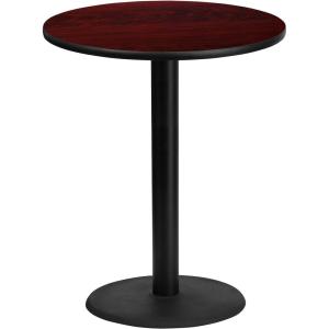 Flash Furniture Stiles 36” Round Natural Laminate Table Top with 24” Round Bar Height Table Base(Mahogany)