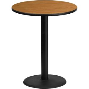 Flash Furniture Stiles 36” Round Natural Laminate Table Top with 24” Round Bar Height Table Base(Natural)
