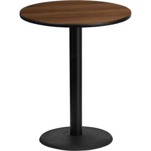 Flash Furniture Stiles 36” Round Natural Laminate Table Top with 24” Round Bar Height Table Base(Walnut)