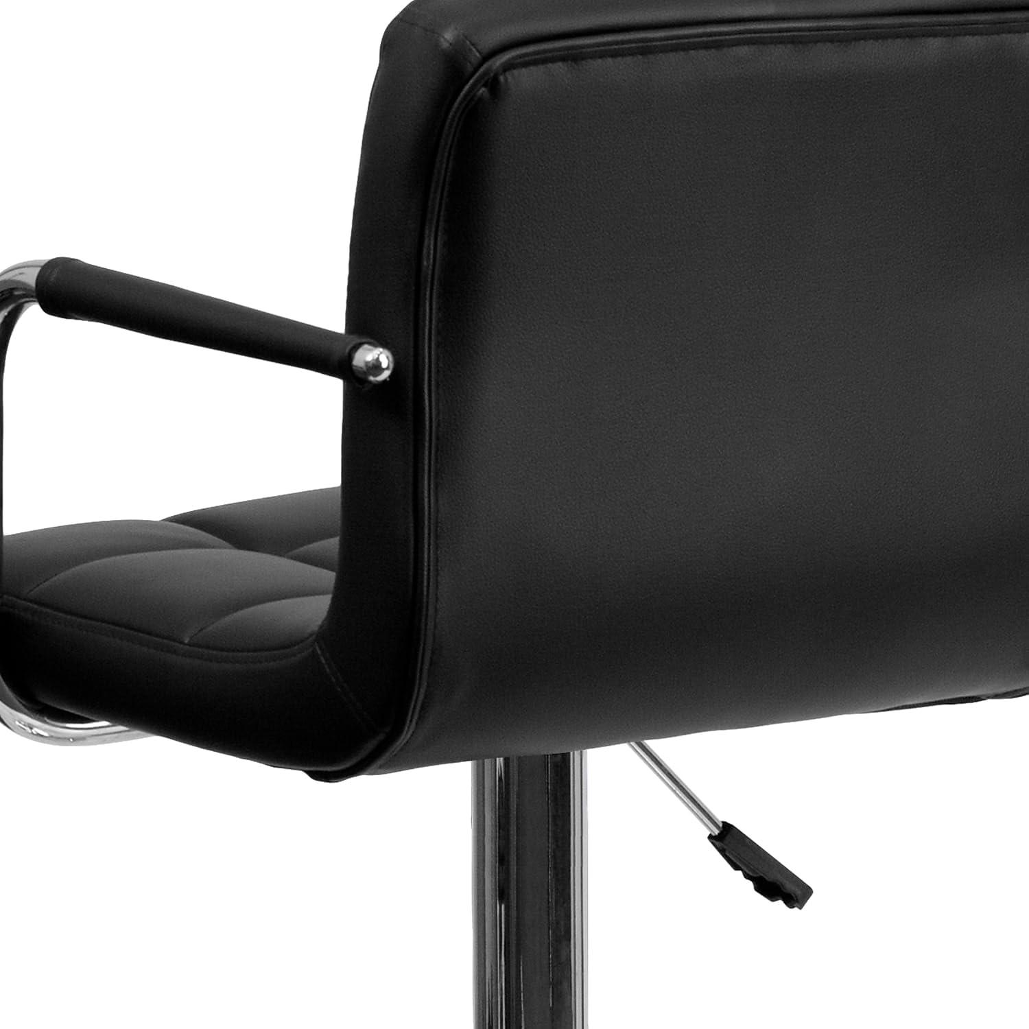 image:imageFlash Furniture 02029BK AdjustableHeight Contemporary Quilted Vinyl Barstool Black wChrome