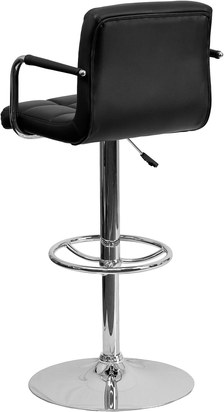 image:imageFlash Furniture 02029BK AdjustableHeight Contemporary Quilted Vinyl Barstool Black wChrome