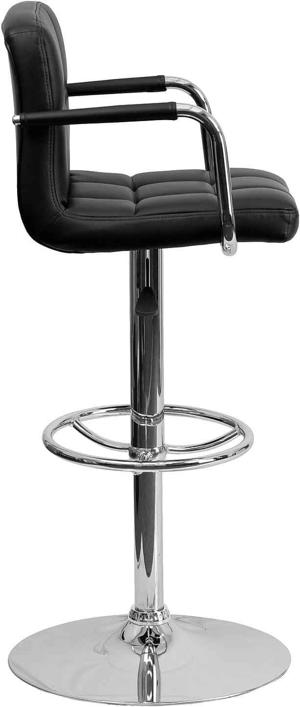 image:imageFlash Furniture 02029BK AdjustableHeight Contemporary Quilted Vinyl Barstool Black wChrome