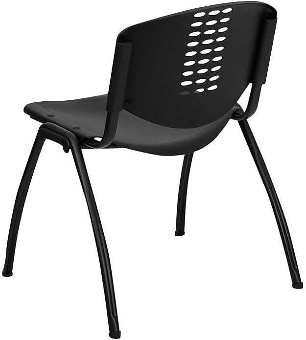 image:imageFlash Furniture 5 Pack HERCULES Series 880 lb Capacity Black Plastic Stack Chair with Oval Cutout Back and Black FrameSet of 1