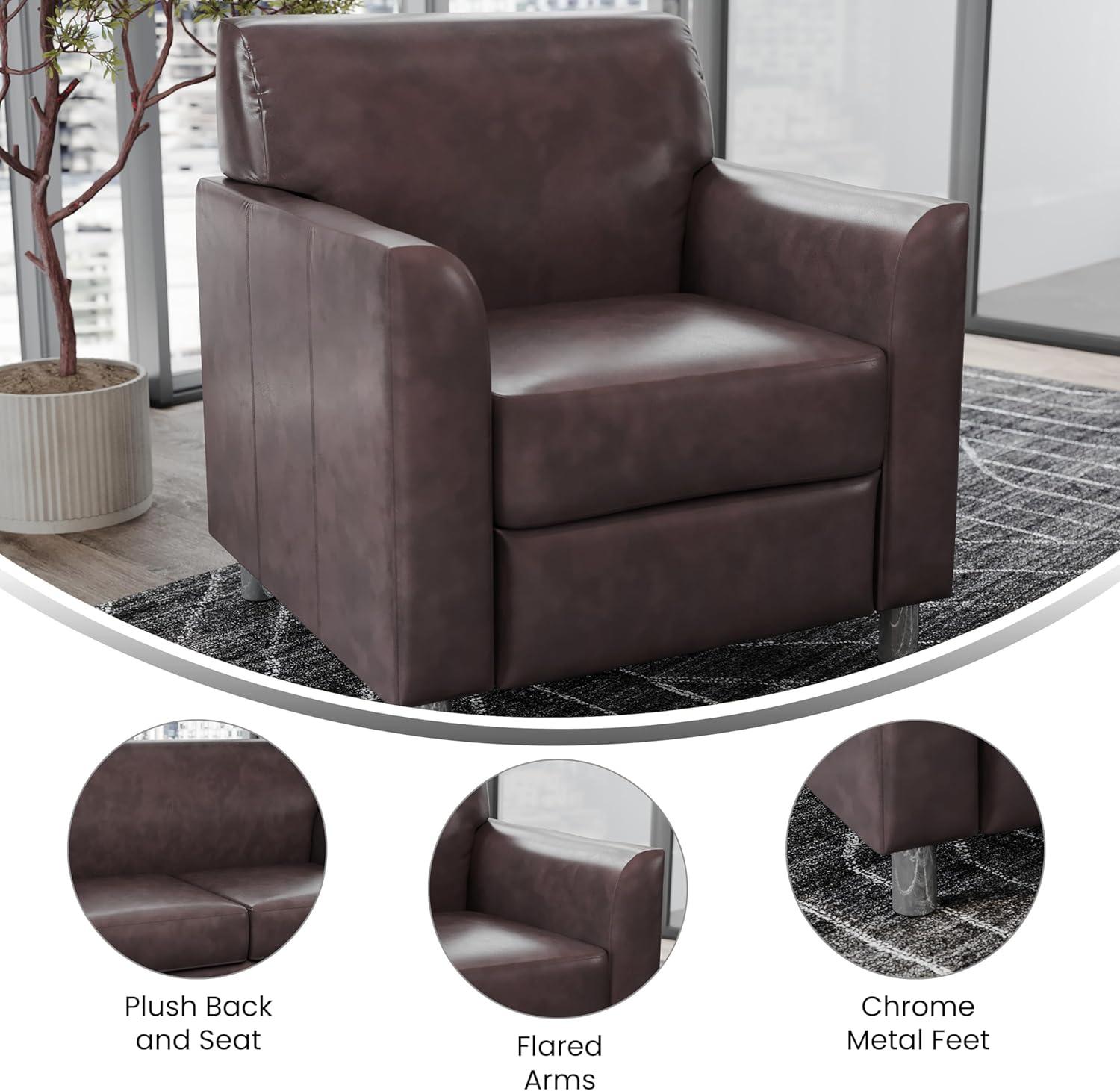 image:imageFlash Furniture HERCULES Diplomat Series Cognac LeatherSoft ChairBrownChrome Legs