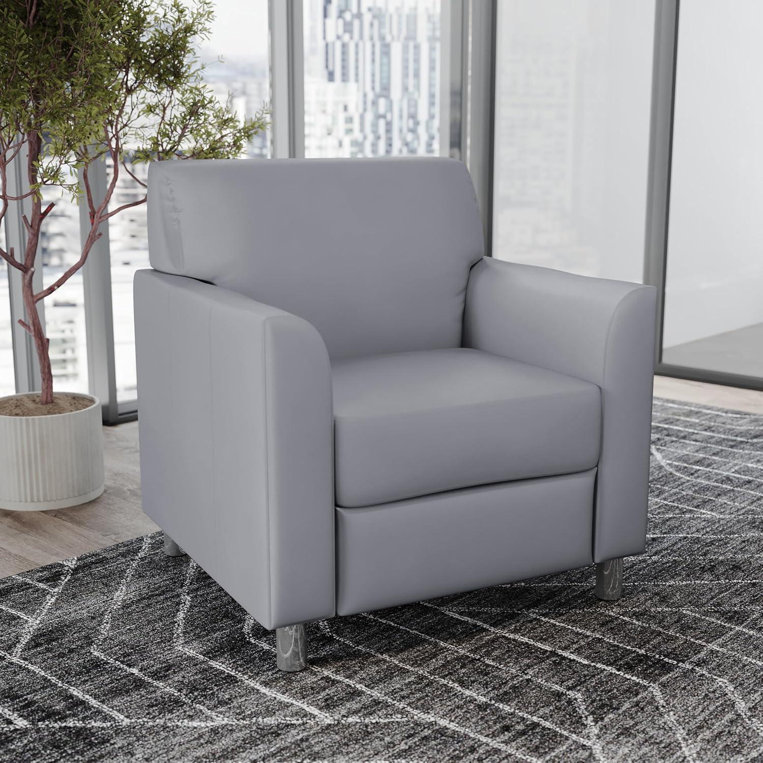 image:imageFlash Furniture HERCULES Diplomat Series Cognac LeatherSoft ChairGrayChrome Legs