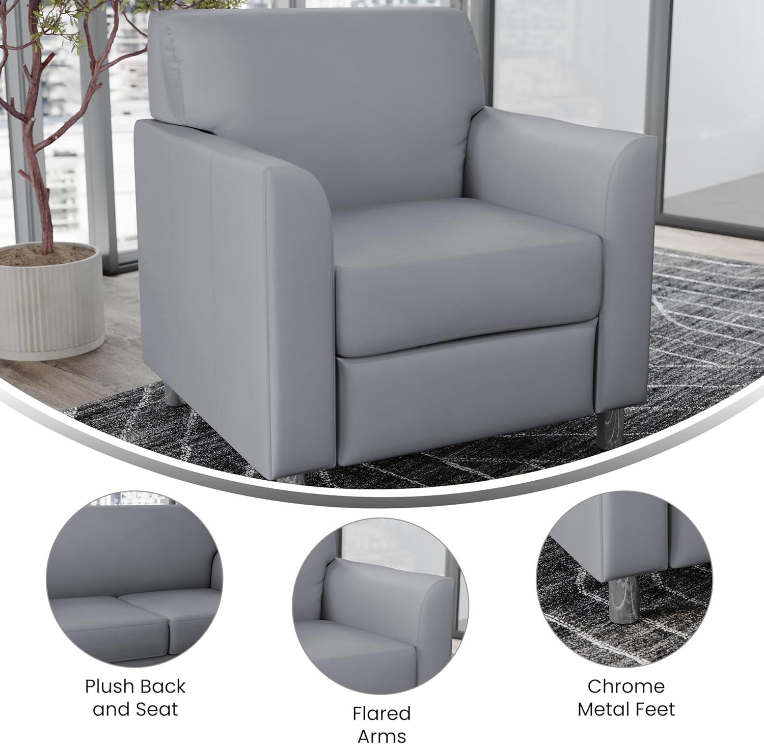 image:imageFlash Furniture HERCULES Diplomat Series Cognac LeatherSoft ChairGrayChrome Legs