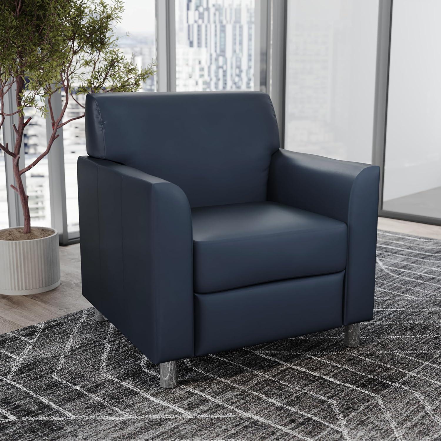 image:imageFlash Furniture HERCULES Diplomat Series Cognac LeatherSoft ChairNavyChrome Legs