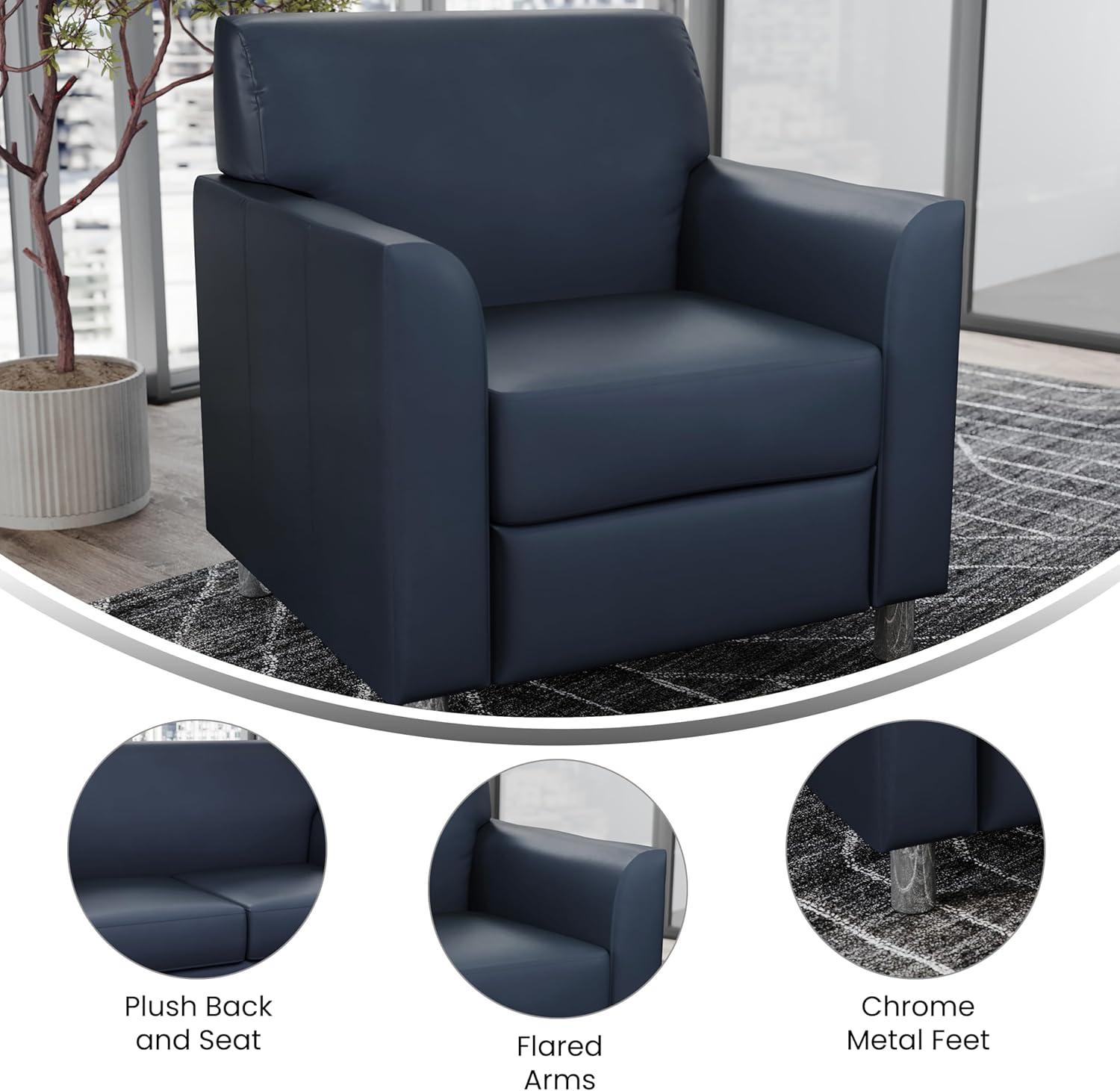 image:imageFlash Furniture HERCULES Diplomat Series Cognac LeatherSoft ChairNavyChrome Legs