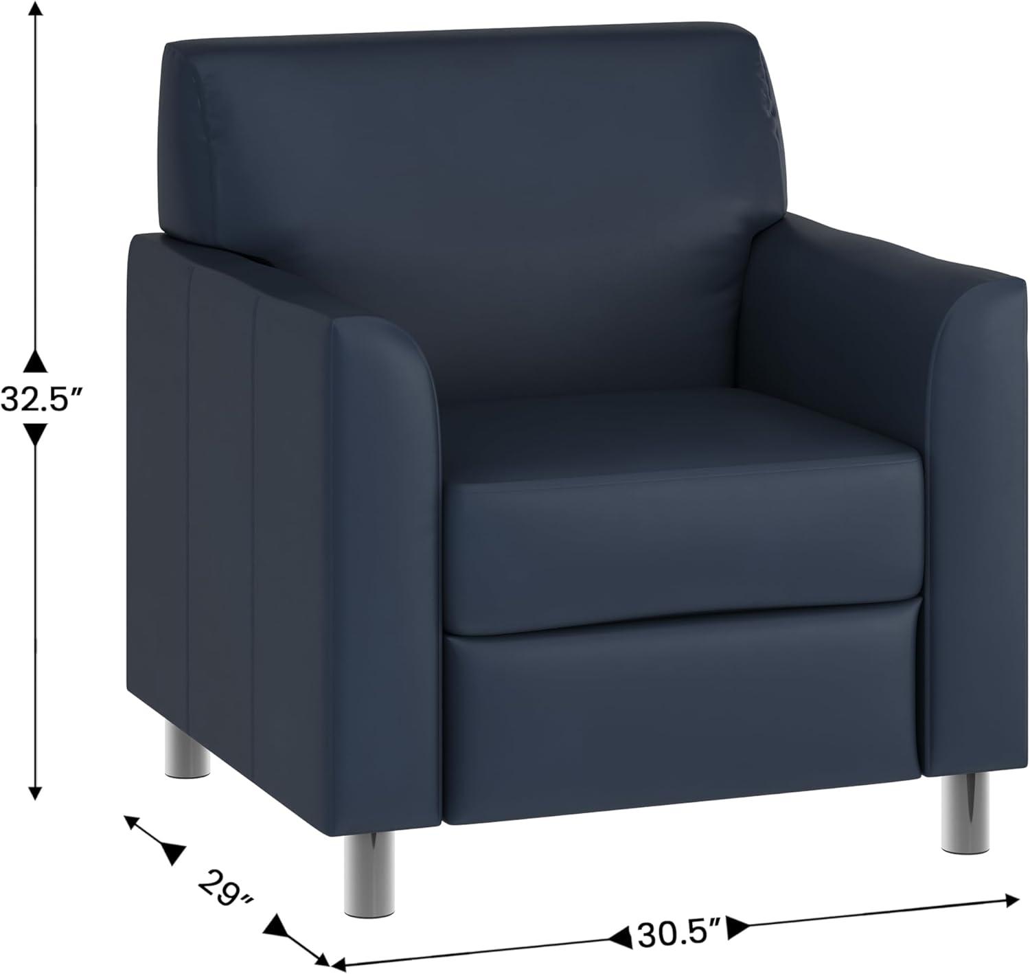 image:imageFlash Furniture HERCULES Diplomat Series Cognac LeatherSoft ChairNavyChrome Legs