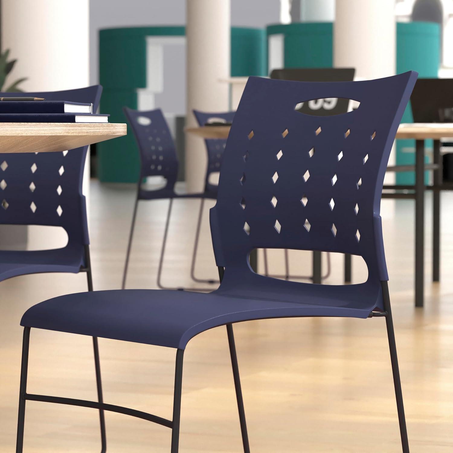 image:imageFlash Furniture HERCULES Series 881 lb Capacity Navy Sled Base Stack Chairs with AirVent Back Set of 5Navy