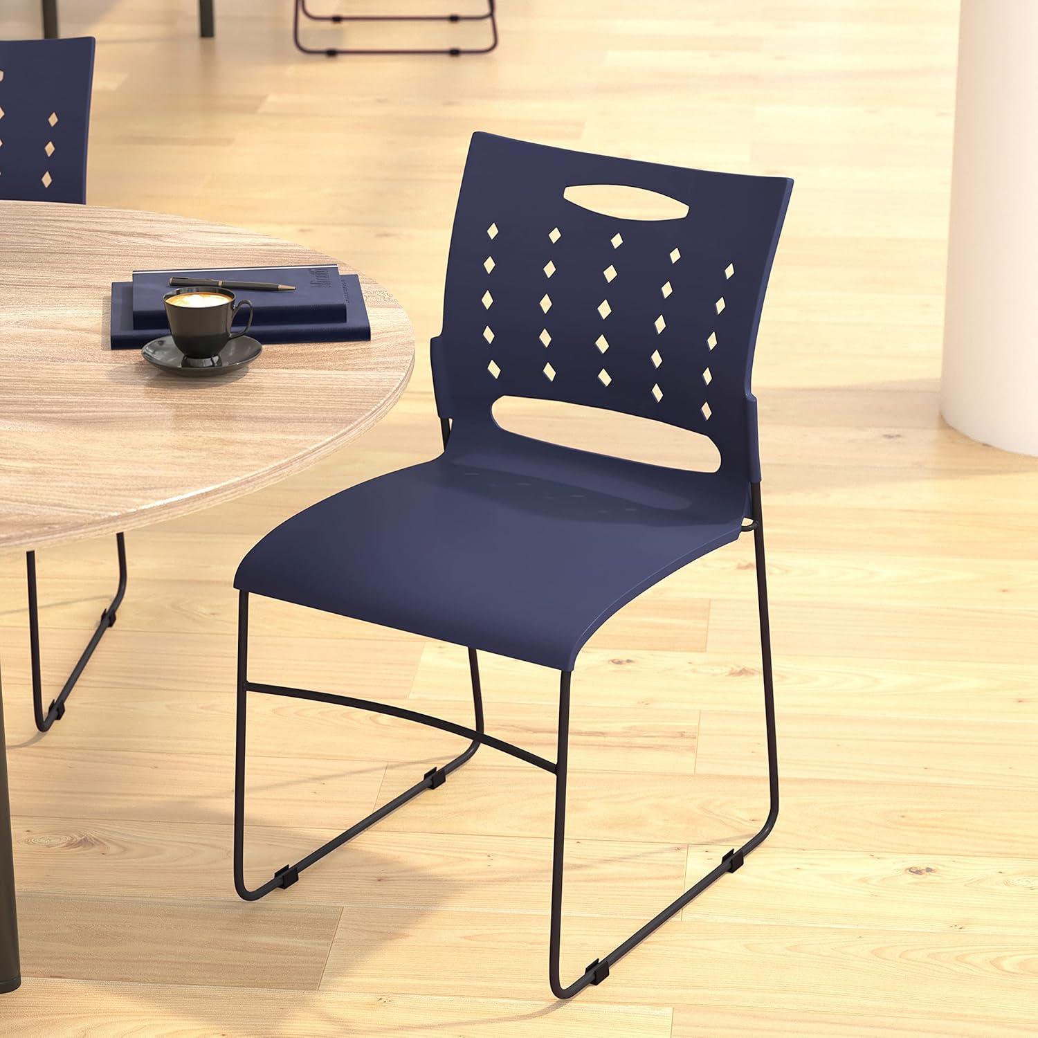 image:imageFlash Furniture HERCULES Series 881 lb Capacity Navy Sled Base Stack Chairs with AirVent Back Set of 5Navy