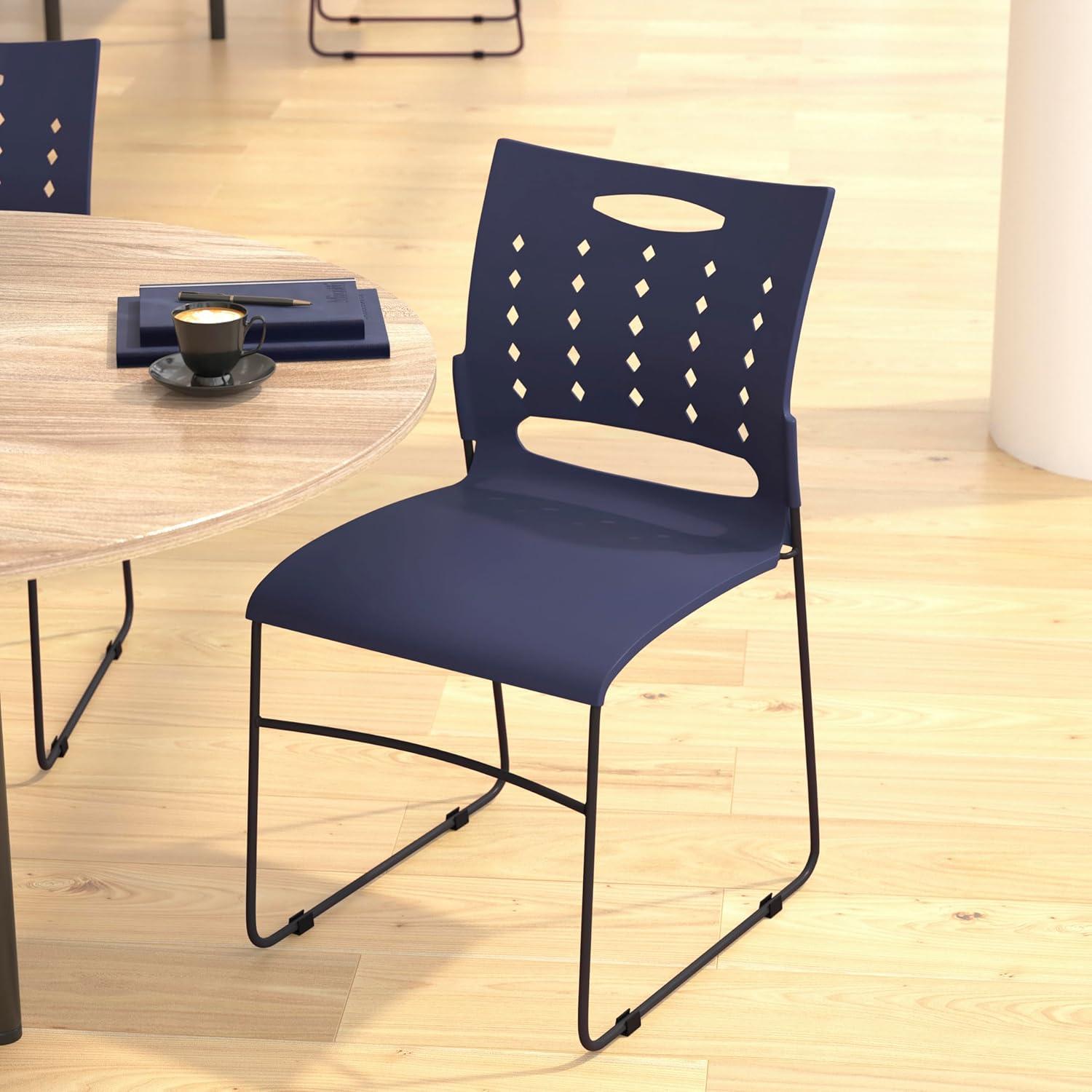 image:imageFlash Furniture HERCULES Series 881 lb Capacity Navy Sled Base Stack Chairs with AirVent Back Set of 5Navy