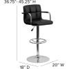 Flash Furniture 02029BK Adjustable-Height Contemporary Quilted Vinyl Barstool, Black w/Chrome