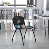 Flash Furniture 5 Pack HERCULES Series 880 lb. Capacity Black Plastic Stack Chair with Oval Cutout Back and Black Frame(Set of 1)