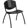 Flash Furniture 5 Pack HERCULES Series 880 lb. Capacity Black Plastic Stack Chair with Oval Cutout Back and Black Frame(Set of 1)