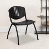 Flash Furniture 5 Pack HERCULES Series 880 lb. Capacity Black Plastic Stack Chair with Oval Cutout Back and Black Frame(Set of 5)
