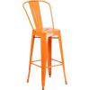 Flash Furniture Callum Commercial Grade 30″ Round Blue Metal Indoor-Outdoor Bar Table Set with 4 Cafe Stools(Orange)