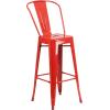 Flash Furniture Callum Commercial Grade 30″ Round Blue Metal Indoor-Outdoor Bar Table Set with 4 Cafe Stools(Red)