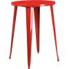 Flash Furniture Callum Commercial Grade 30″ Round Blue Metal Indoor-Outdoor Bar Table Set with 4 Cafe Stools(Red)