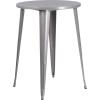 Flash Furniture Callum Commercial Grade 30″ Round Blue Metal Indoor-Outdoor Bar Table Set with 4 Cafe Stools(Silver)