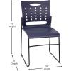 Flash Furniture HERCULES Series 881 lb. Capacity Navy Sled Base Stack Chairs with Air-Vent Back, Set of 5(Navy)