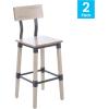 Flash Furniture Jackson Commercial Industrial Wood Dining Barstool, Solid Beechwood Frame, Support Bar with Footrest, Set of 2, Antique White(Antique White)