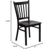 HERCULES Series Black Vertical Back Metal Restaurant Chair with Mahogany Wood Seat (Pack of 4)