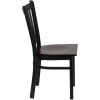 HERCULES Series Black Vertical Back Metal Restaurant Chair with Mahogany Wood Seat (Pack of 4)