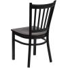 HERCULES Series Black Vertical Back Metal Restaurant Chair with Mahogany Wood Seat (Pack of 4)