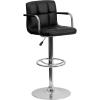 Flash Furniture 02029BK Adjustable-Height Contemporary Quilted Vinyl Barstool, Black w/Chrome