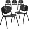 Flash Furniture 5 Pack HERCULES Series 880 lb. Capacity Black Plastic Stack Chair with Oval Cutout Back and Black Frame(Set of 5)