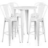 Flash Furniture Callum Commercial Grade 30″ Round Blue Metal Indoor-Outdoor Bar Table Set with 4 Cafe Stools(White)