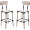 Flash Furniture Jackson Commercial Industrial Wood Dining Barstool, Solid Beechwood Frame, Support Bar with Footrest, Set of 2, Antique White(Antique White)