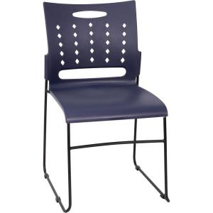 Flash Furniture HERCULES Series 881 lb. Capacity Navy Sled Base Stack Chairs with Air-Vent Back, Set of 5(Navy)
