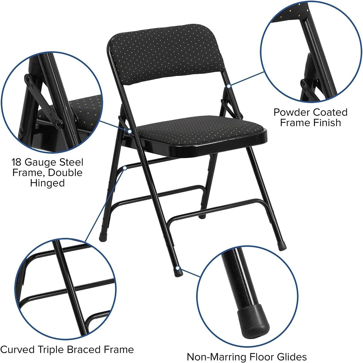 image:imageFlash Furniture 4 Pack HERCULES Series Curved Triple Braced amp Double Hinged Brown Patterned Fabric Metal Folding ChairBlack Patterned