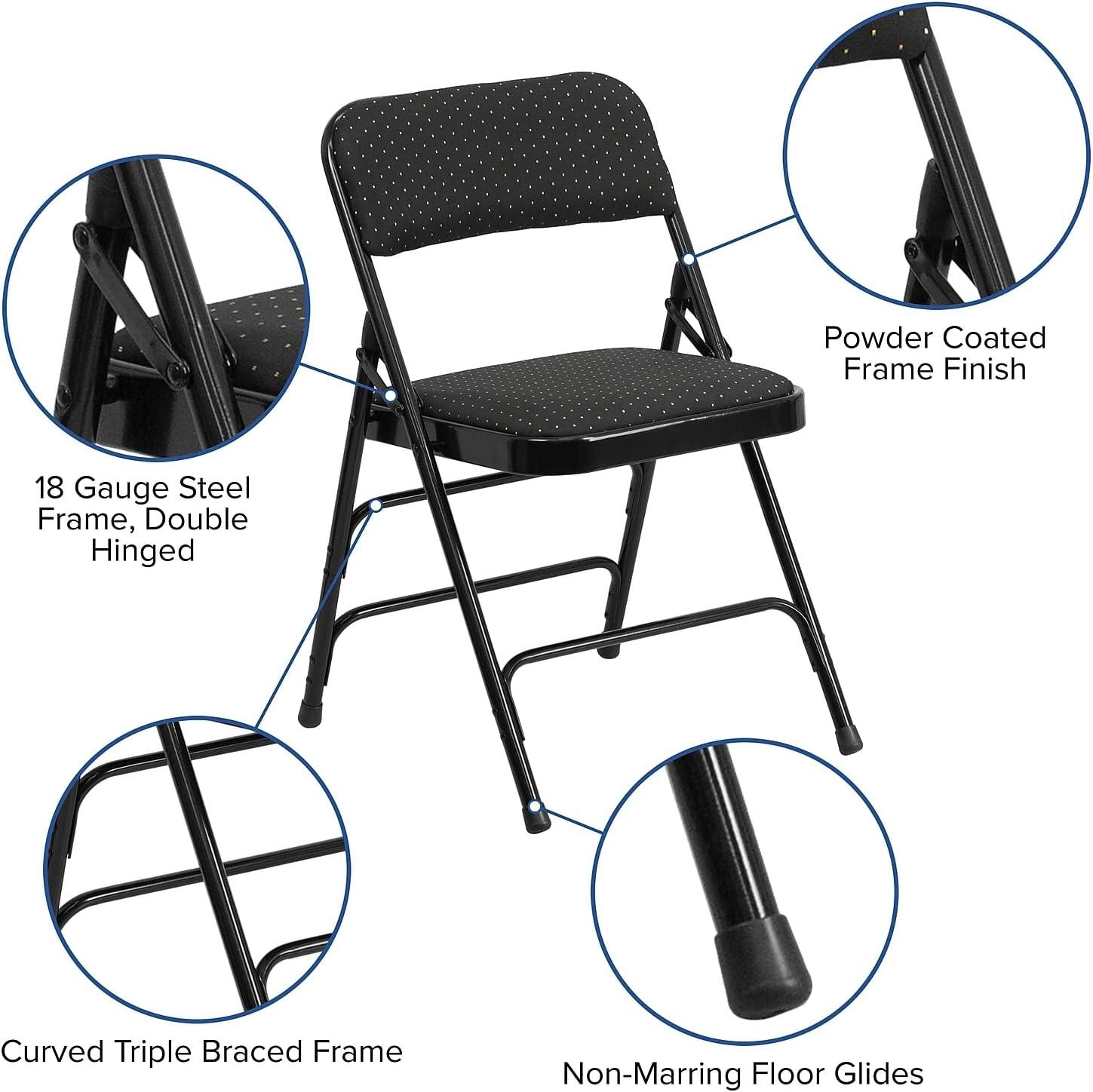 image:imageFlash Furniture 4 Pack HERCULES Series Curved Triple Braced amp Double Hinged Brown Patterned Fabric Metal Folding ChairBlack Patterned