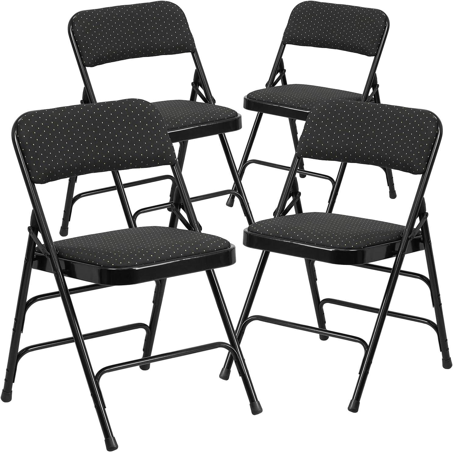 image:imageFlash Furniture 4 Pack HERCULES Series Curved Triple Braced amp Double Hinged Brown Patterned Fabric Metal Folding ChairBlack Patterned
