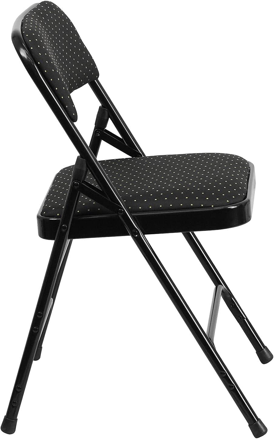 image:imageFlash Furniture 4 Pack HERCULES Series Curved Triple Braced amp Double Hinged Brown Patterned Fabric Metal Folding ChairBlack Patterned