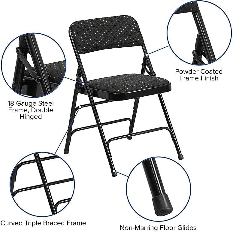 image:imageFlash Furniture 4 Pack HERCULES Series Curved Triple Braced amp Double Hinged Brown Patterned Fabric Metal Folding ChairBlack Patterned