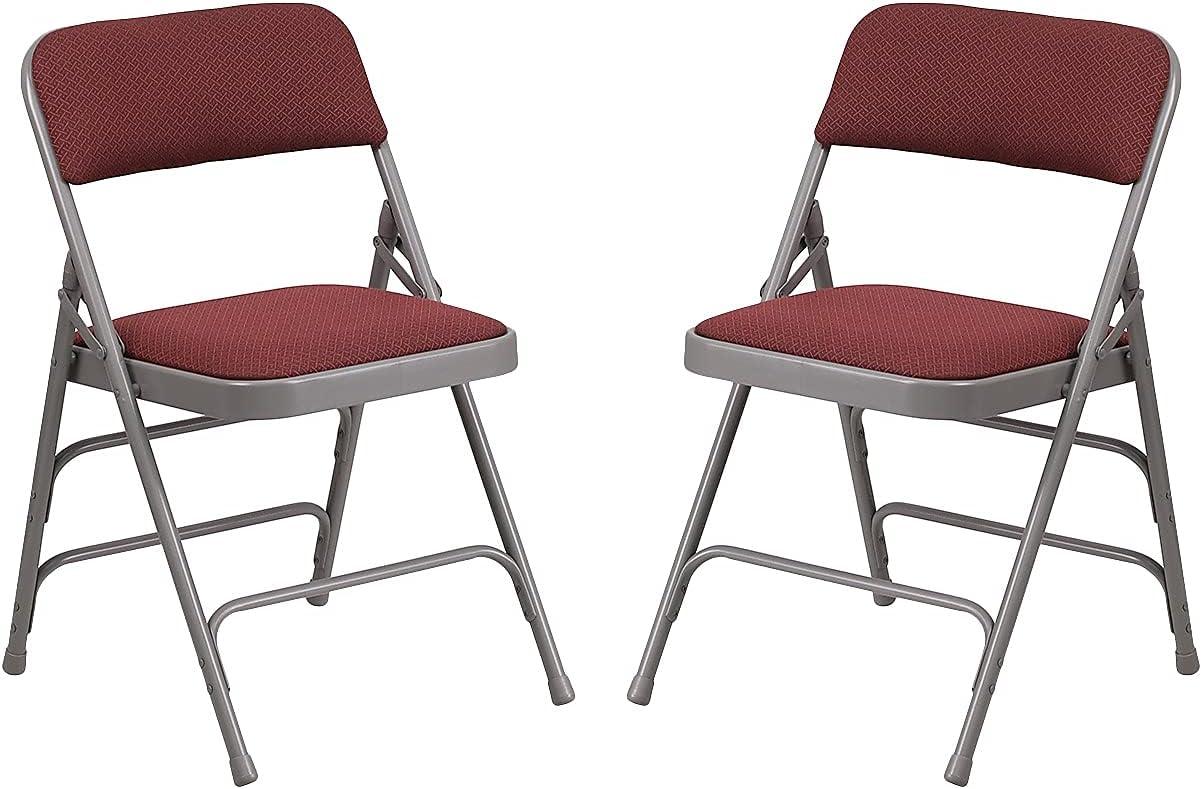 image:imageFlash Furniture 4 Pack HERCULES Series Curved Triple Braced amp Double Hinged Brown Patterned Fabric Metal Folding ChairBurgundy Patterned