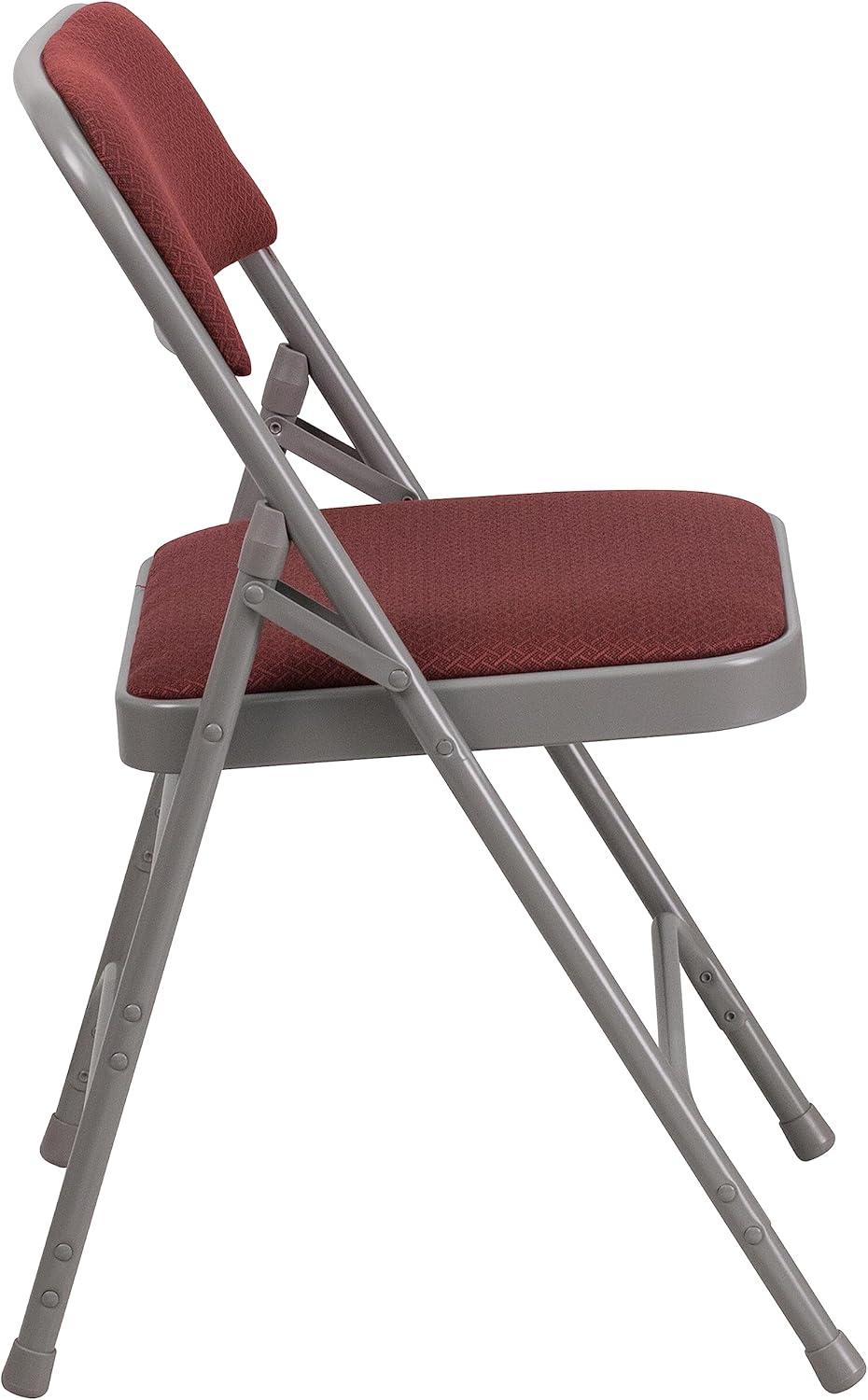 image:imageFlash Furniture 4 Pack HERCULES Series Curved Triple Braced amp Double Hinged Brown Patterned Fabric Metal Folding ChairBurgundy Patterned