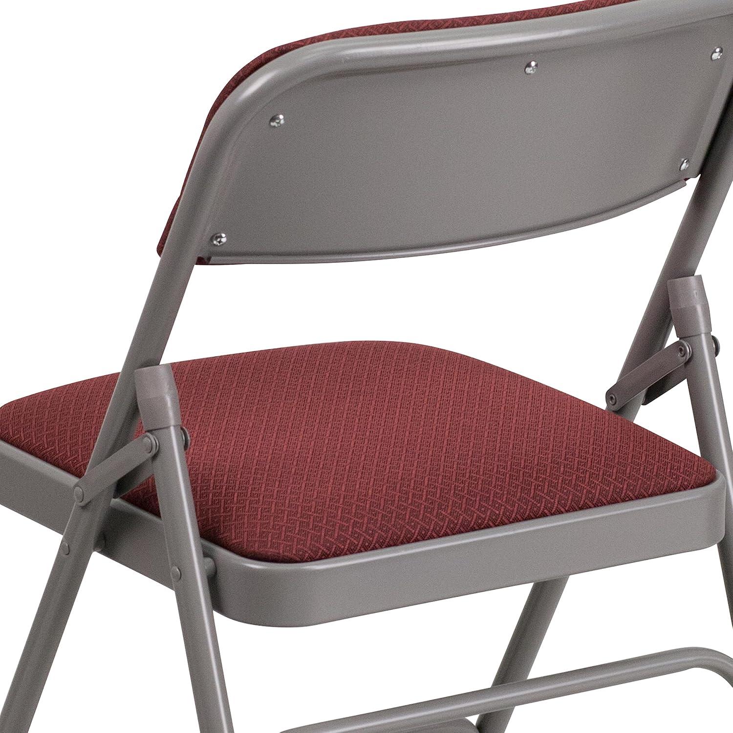 image:imageFlash Furniture 4 Pack HERCULES Series Curved Triple Braced amp Double Hinged Brown Patterned Fabric Metal Folding ChairBurgundy Patterned